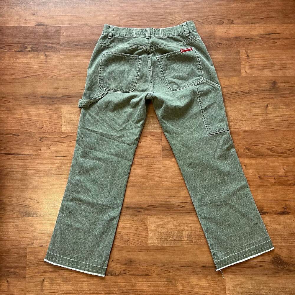 Vintage Y2k Guess Jeans Green Carpenter Work Pants Size 24